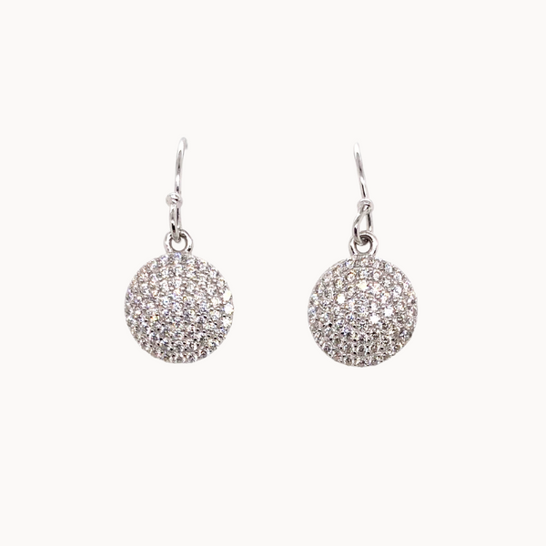 Micro-Pave Disc Drop Earrings