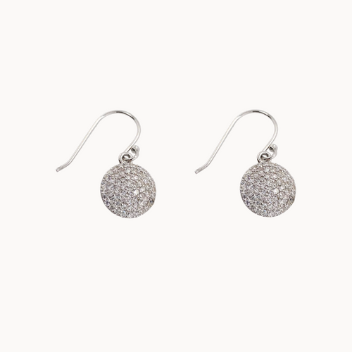 Micro-Pave Disc Drop Earrings