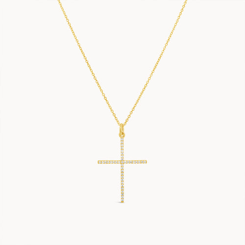 Diamond Cross Necklace - Yellow Gold