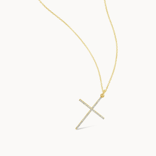 Diamond Cross Necklace - Yellow Gold